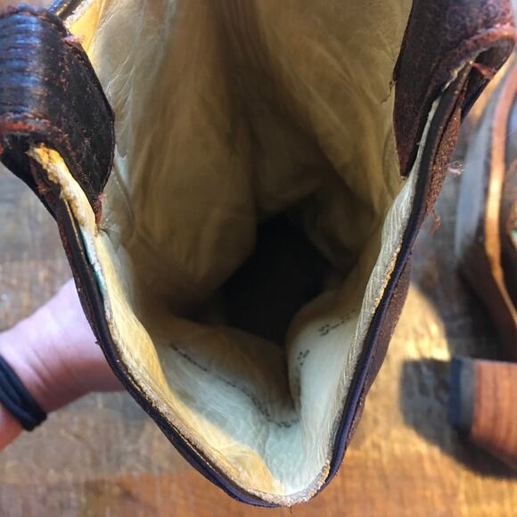 Corral Womens Boots 10 M Antique Brown Turquoise Saddle Rose Cross Inlay Western - Picture 8 of 13